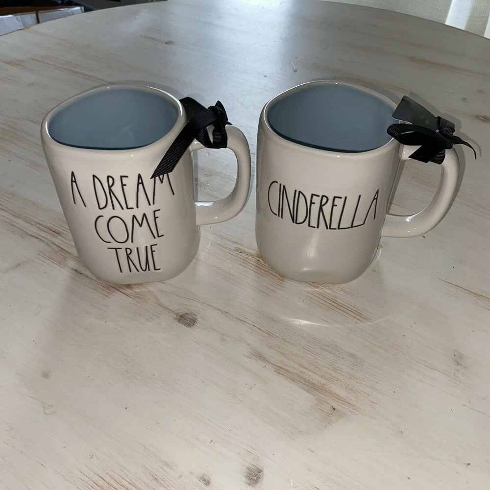 RAE DUNN Disney Princess Cinderella A Dream Come True 2 Mugs Double Sided New